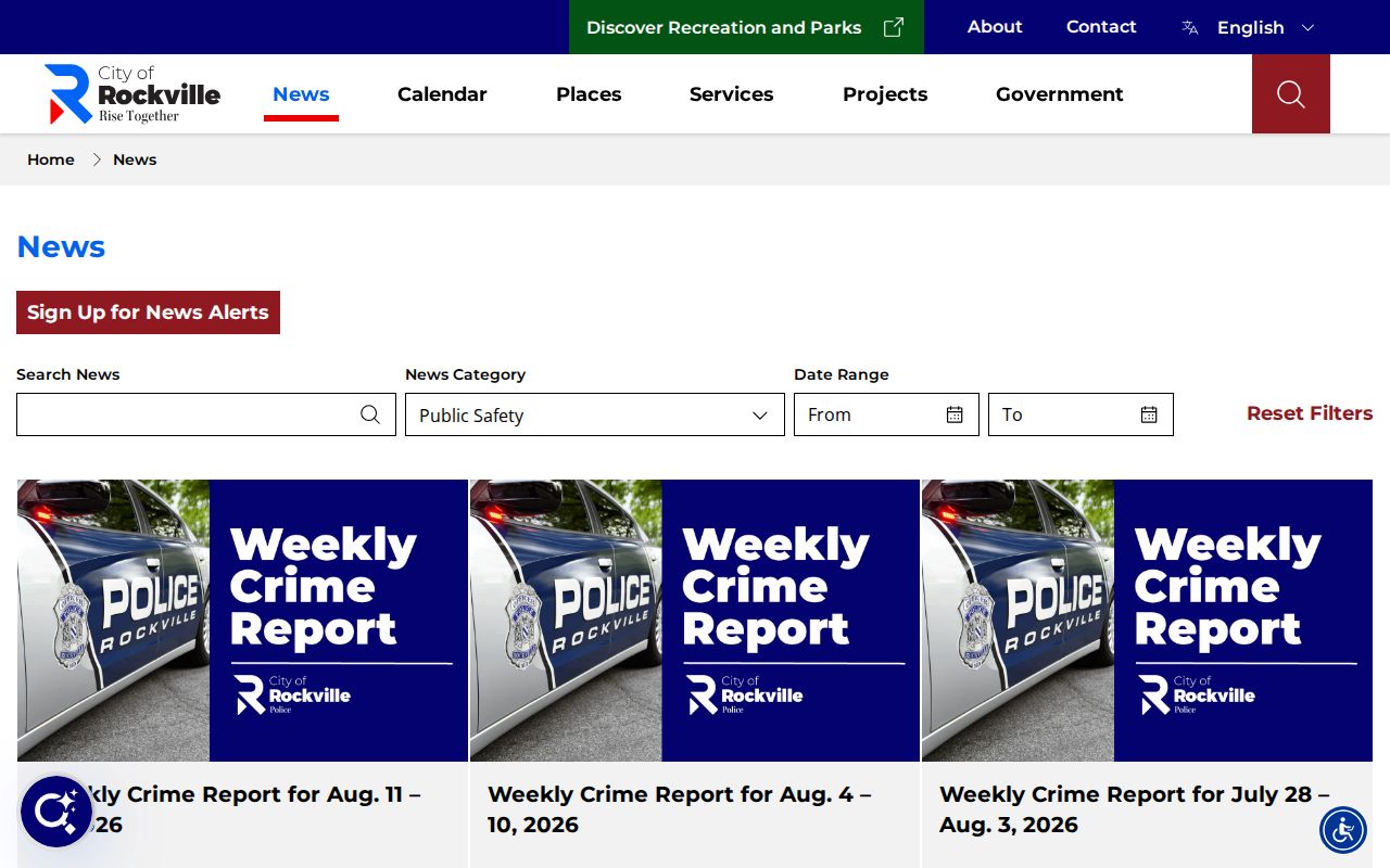 Rockville public safety custodial arrest reports in Montgomery County